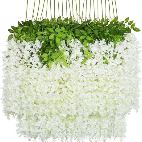 Simulated Wisteria Flowers, Dense Wisteria Flowers, Artificial Leaves, Plastic Vines, Indoor Plants, Ceiling Decoration Tree Vines, Green Plants