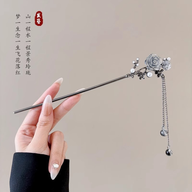 Flores chinas retrógradas flange paso agitando pinzas de cabello de mujer elegante ropa de estilo chino pinzas de cabello de cabello de cabeza trasera pinzas de cabello