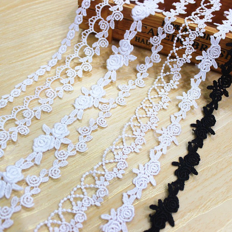 114184 New Rose Bead Curtain Dot Silk Thread Water-Soluble Flower Embroidery Flower Three-Dimensional Flower Dress Lolita Accessories