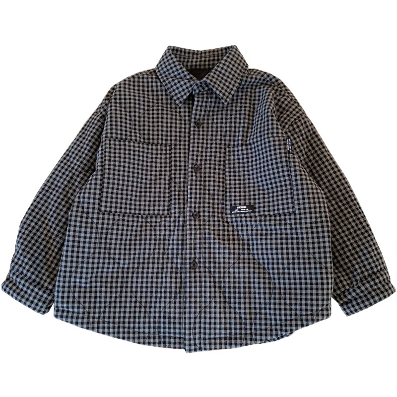Baodua ropa para niños camisa acolchada para niños Otoño e Invierno 2023 nueva ropa de invierno para niños camisa a cuadros engrosada moda