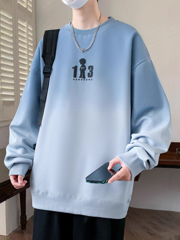 春秋季青少年渐变圆领卫衣男孩12-15岁初高中学生长袖打底衫上衣T|undefined