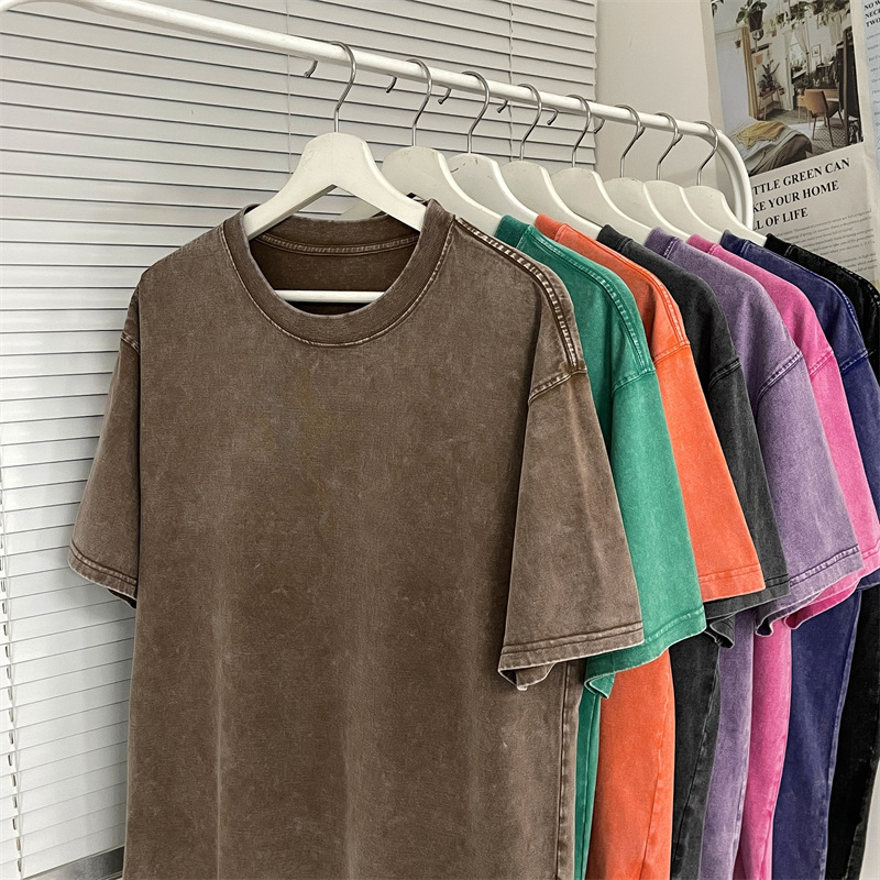 Thick T-Shirt for Women, New Summer Model, Heavyweight 270g Washed Cotton Short-Sleeve T-Shirt, Loose Casual Couple's Top Thick T-Shirt for Women, New Summer Model, Heavyweight 270g Washed Cotton Short-Sleeve T-Shirt, Loose Casual Couple's Top