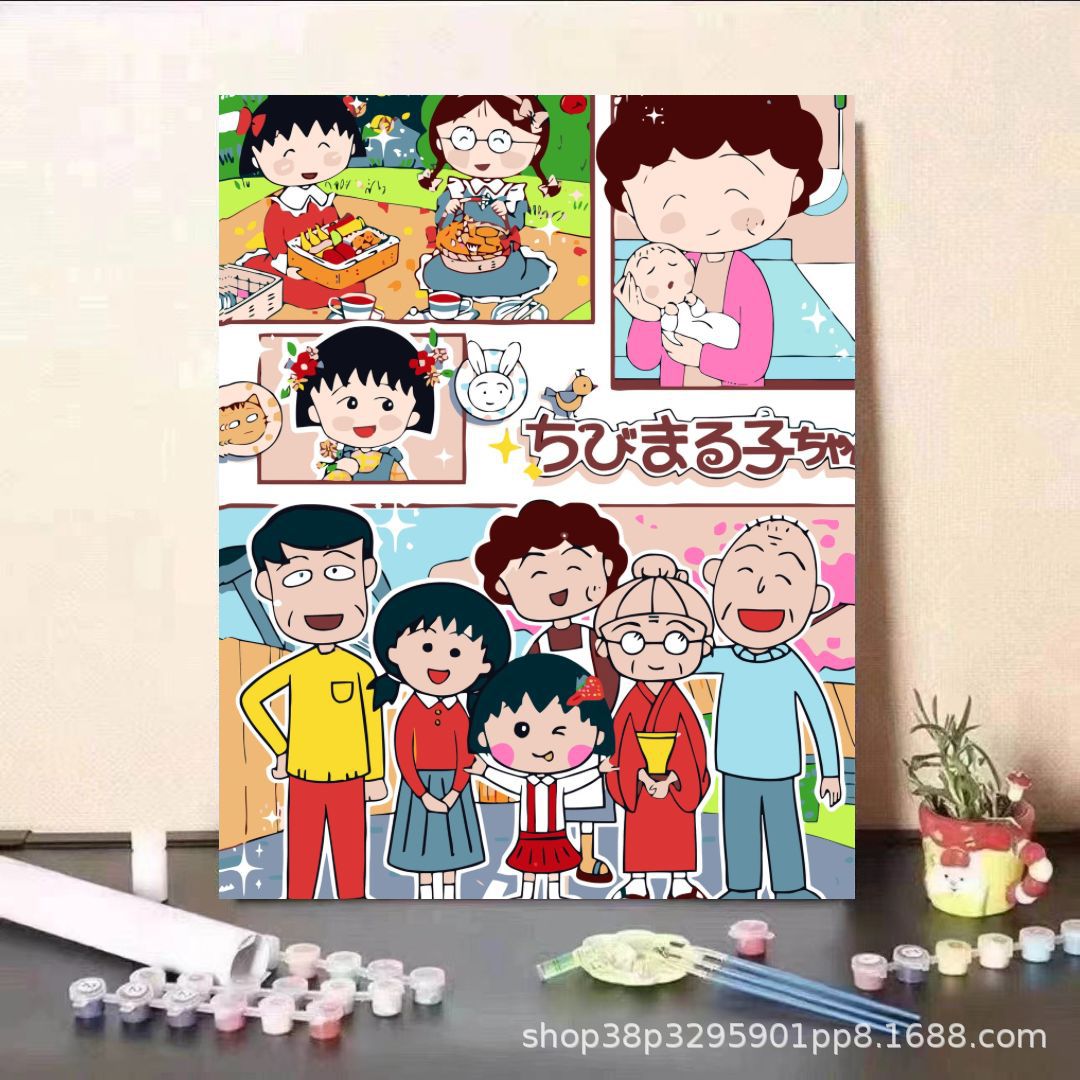 Pintura al óleo digital DIY dibujos animados para niños, estudiantes de Steele, pintura decorativa descomprimida, pintura animada