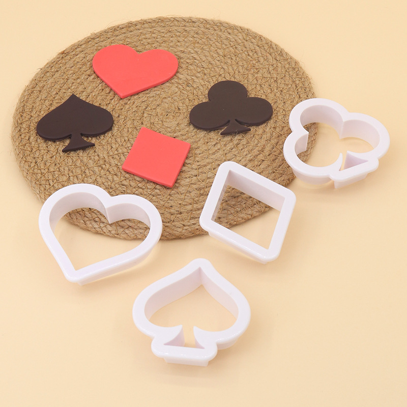Nuevo 4 unids poker impresión en color molde de corte melocotón negro amor pastel galleta repujado DIY hornear suministros
