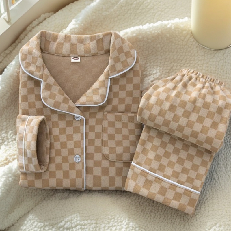 Pijamas infantiles otoño y invierno estilo de ternudo para niños y niñas ropa de hogar molida engrosada ropa de hogar para niños cardigans
