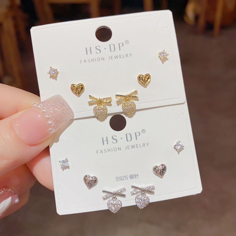 10g Weight 925 Sterling Silver Ear Needle Material 14K Gold Plated Plating Material 1 Set Simple Style Shiny Heart Shape Copper 14K Gold Plated Drop Earrings Ear Studs