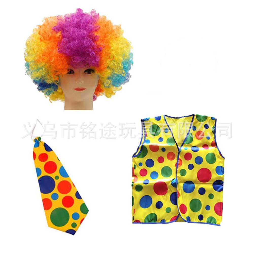 Joker Dress Up Performance Disfraces Colorido iridiscente Fan Cabeza explosiva Peluca Cabello rizado Cabello Cabello Funda Joker cos