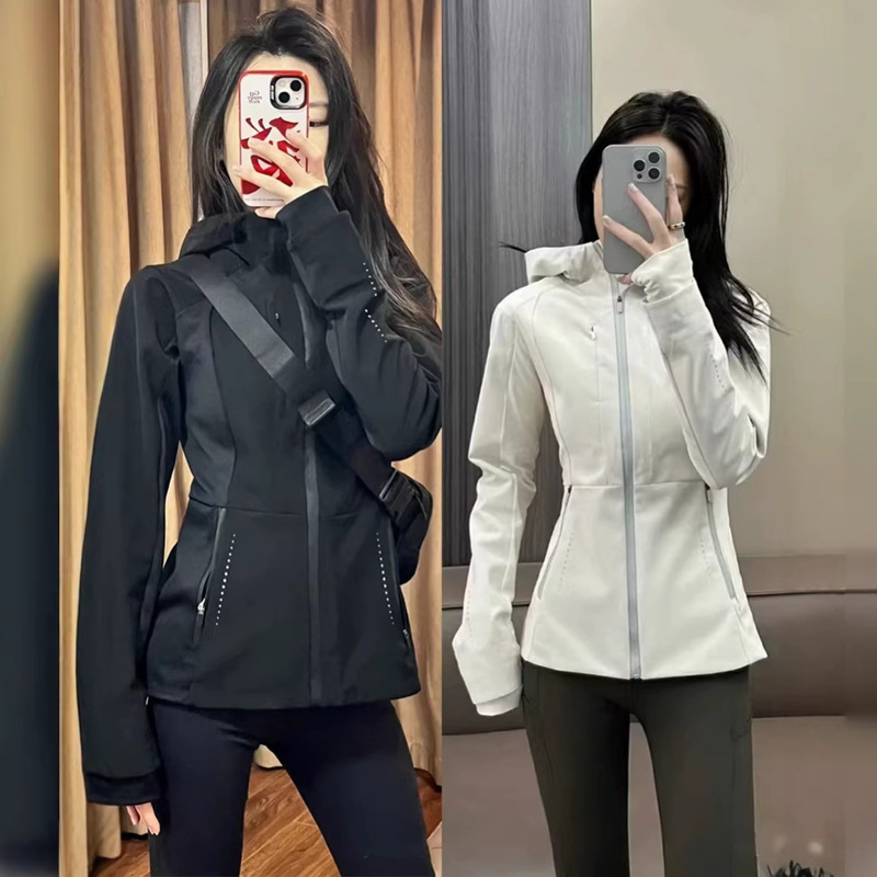 Lulufend Spring and Autumn Slim-Fit Softshell Jacket for Women 2026 New Style Fleece-Lined Sports Coat with Waist-Cinching Design for a Slimming Effect