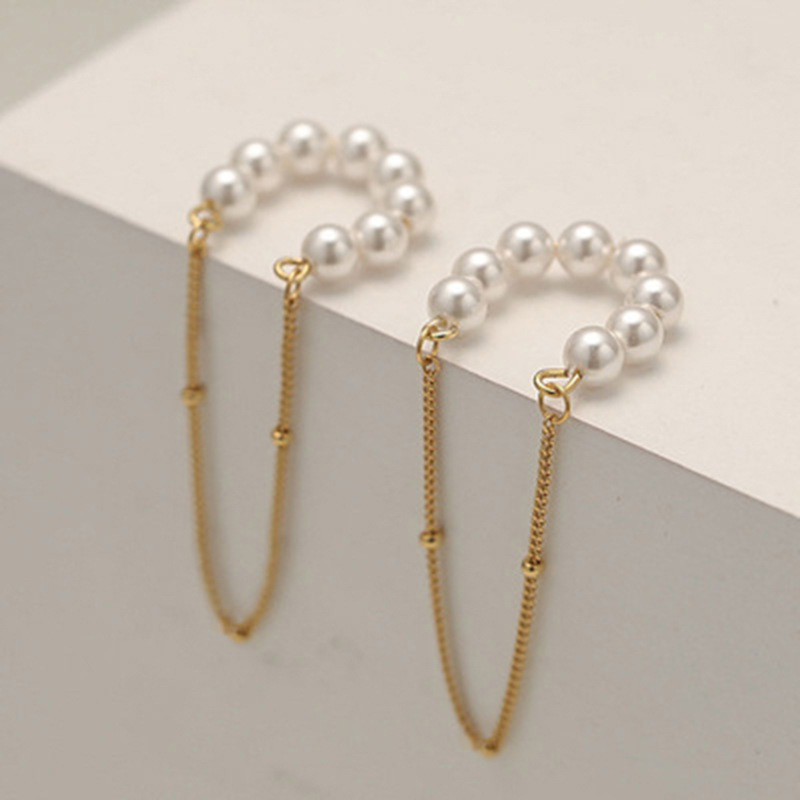 Retro pearl tassel ear bone clip temperament ear clip earringspicture1
