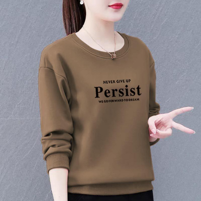 Estilo coreano suéter de las mujeres ropa de mujer 2023 nueva suelta impresa mamá desgaste adelgazamiento cuello redondo manga larga superior para las mujeres image 18