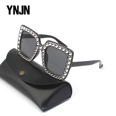 Europe and America fashion Box Sunglasses wholesale lady Trend personality Diamond Sunglasses Street beat glasses