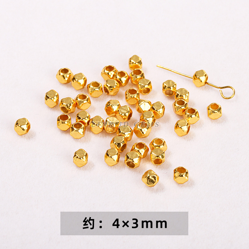 Beads, 24 carat white gold