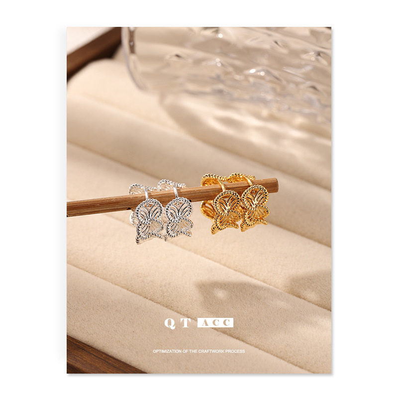 Moda coreana estilo de moda estilo hueco simple alta sensibilidad estilo de perfiles de orejas de encaje estriado perfiles para mujeres