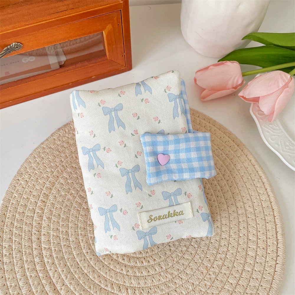Handmade Book Cover, Cute Cloth with Bow, Protective Case for Elementary Students, Tear-Off Sheet