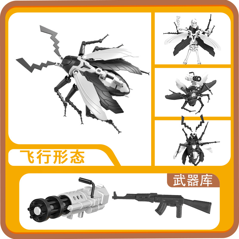 Transfronterizo doble cola de caballo cucaracha pesada multiarticulado movible ensamblaje de bloques de construcción modelo humano adornos juguetes regalos al por mayor