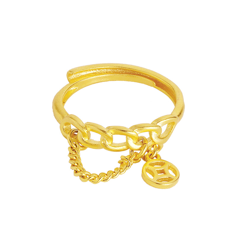 El nuevo anillo de oro de arena no se desvanece durante mucho tiempo anillo abierto anillo femenino diseño de nicho anillo de cola de oro de imitación avanzado