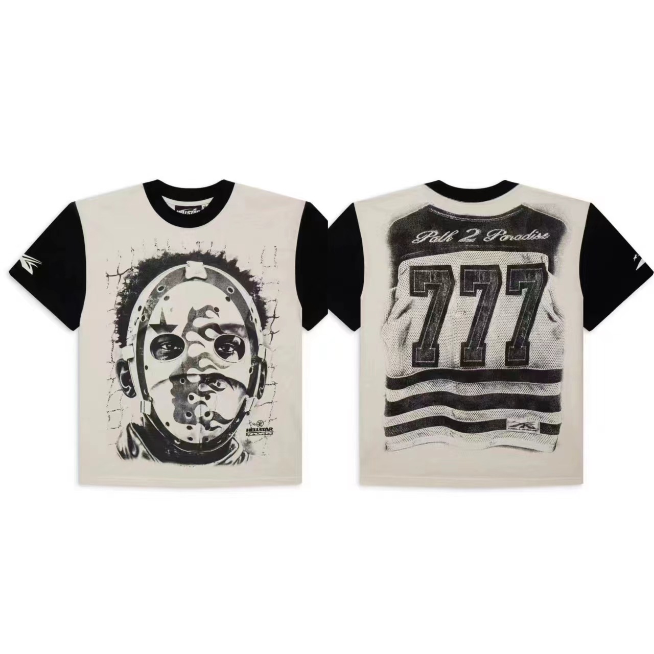 Hellstar Reebok T-shirt Path 2 Paradise Hockey Mask 777 White Black