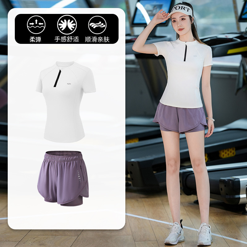 スポーツ上着女性夏速乾プロマラソン朝走スポーツスーツファッション半ファスナーネット赤トレーニング服|undefined