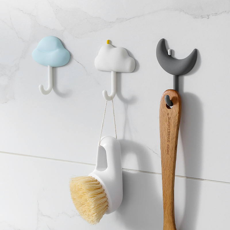 Creative Cloud Shape Hook Kitchen Bathroom Strong Adhesive Sticker Non-marking Punch-free Door Hook Clothes Hook