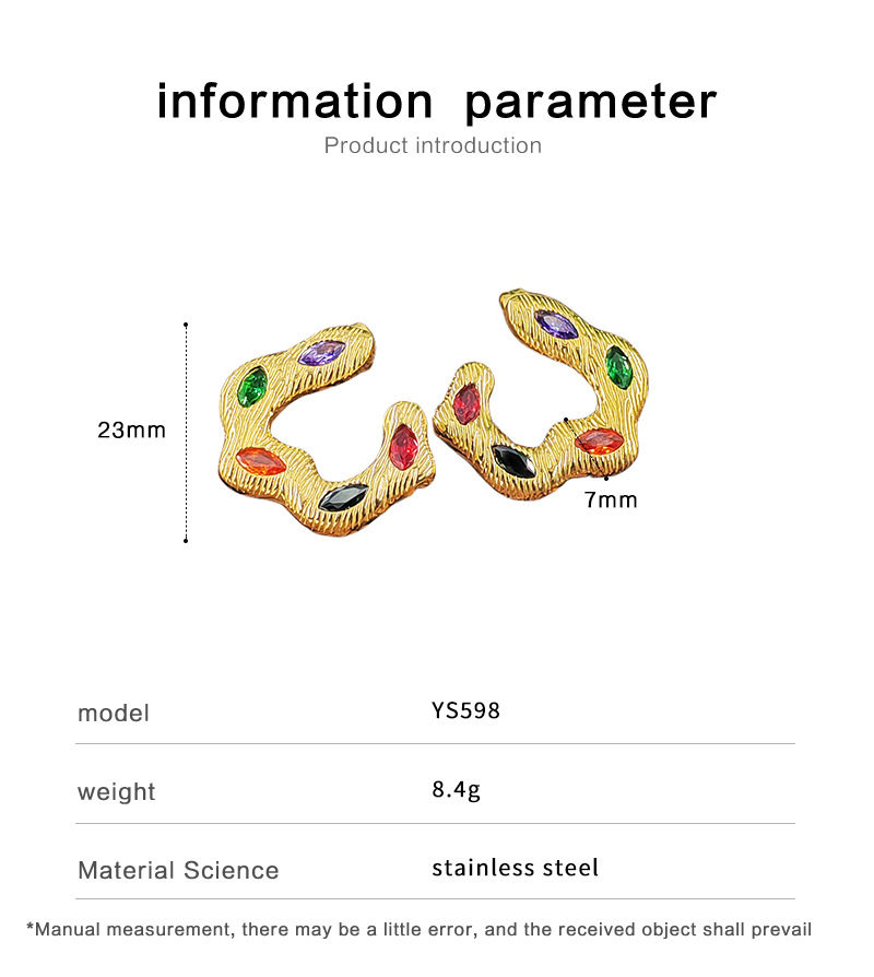 12g Weight Zircon Inlay Material Ear Studs Classification 1 Pair Glam Vintage Style Geometric Stainless Steel Inlay Zircon Ear Studs