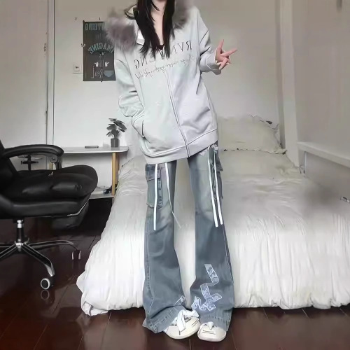 American Retro Lace Butterfly Knot Micro Mini Skirt Women Spring and Autumn Version Hot Girl High Street Design Sense Slim Flared Pants