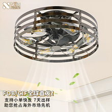 复古风扇灯吊扇灯2025新款客厅吊灯家用隐形主卧吊灯一体大厅灯具