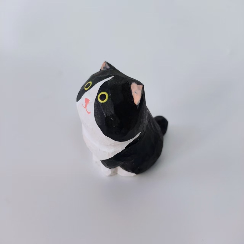 小猫纯手工实木雕刻工艺品客厅办公室桌面摆件创意家居饰品小礼物|undefined