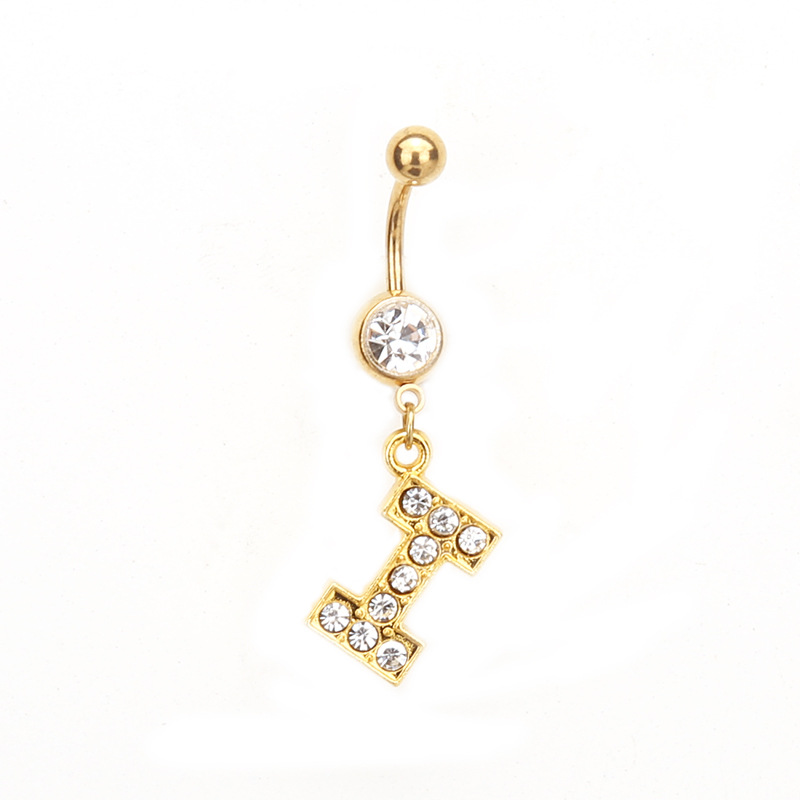 Oro letras inglesas A- Z anti-alergia cuerpo piercing joyería de las mujeres ombligo clavo ombligo anillo AliExpress deseo