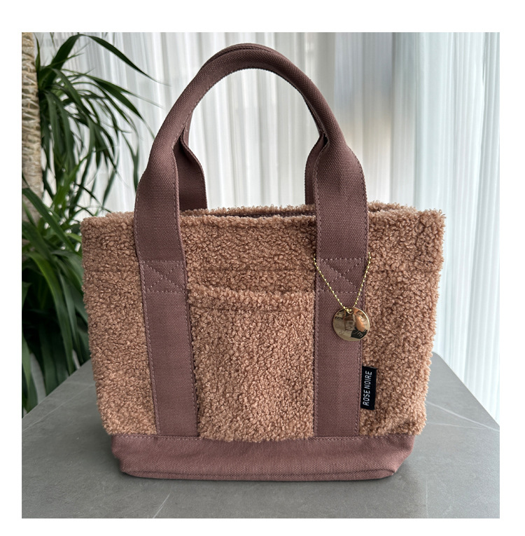 Teddy Velvet Handbag For Women Japan Lotte High-end Plush Bag Bento Bag Handbag Single Shoulder Diagonal Cross Women's Bag Handbag_voghion.com