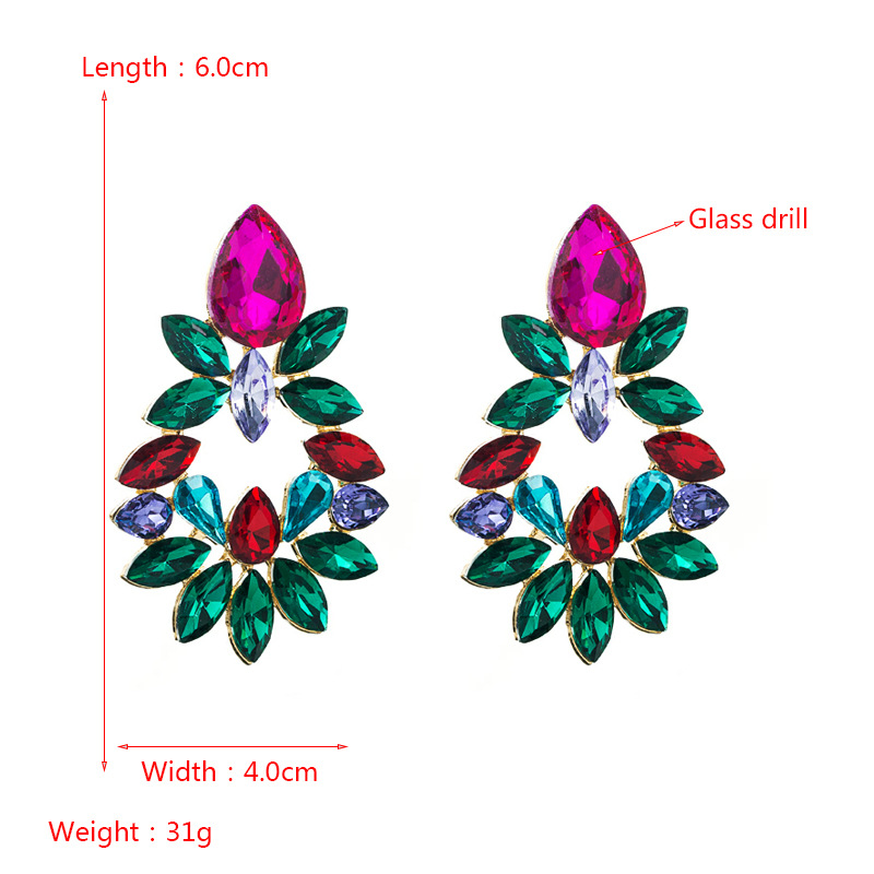 Fashion Alloy Diamond-studded Glass Diamond Flower Geometric Earrings Wholesale Nihaojewelry display picture 1