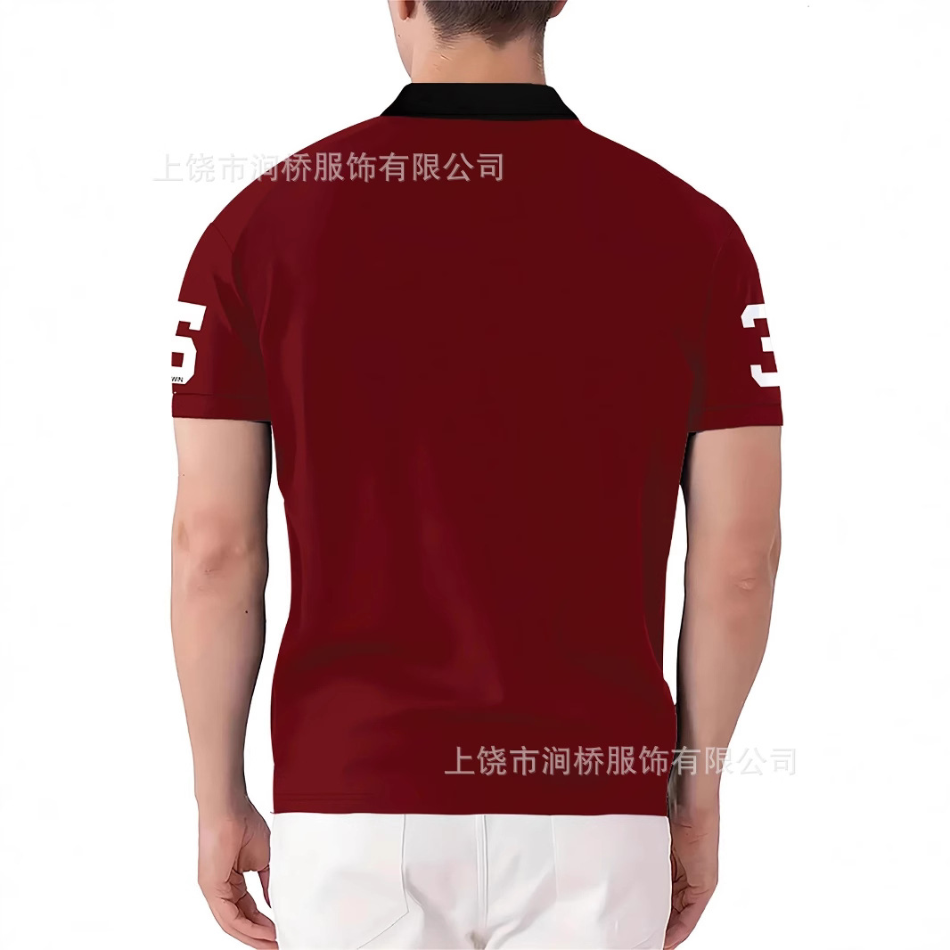 Polo de hombre con estampado 3D para comercio transfronterizo 2025, camiseta polo sin mangas informal con patrón para hombre, estilo D de seda helada.