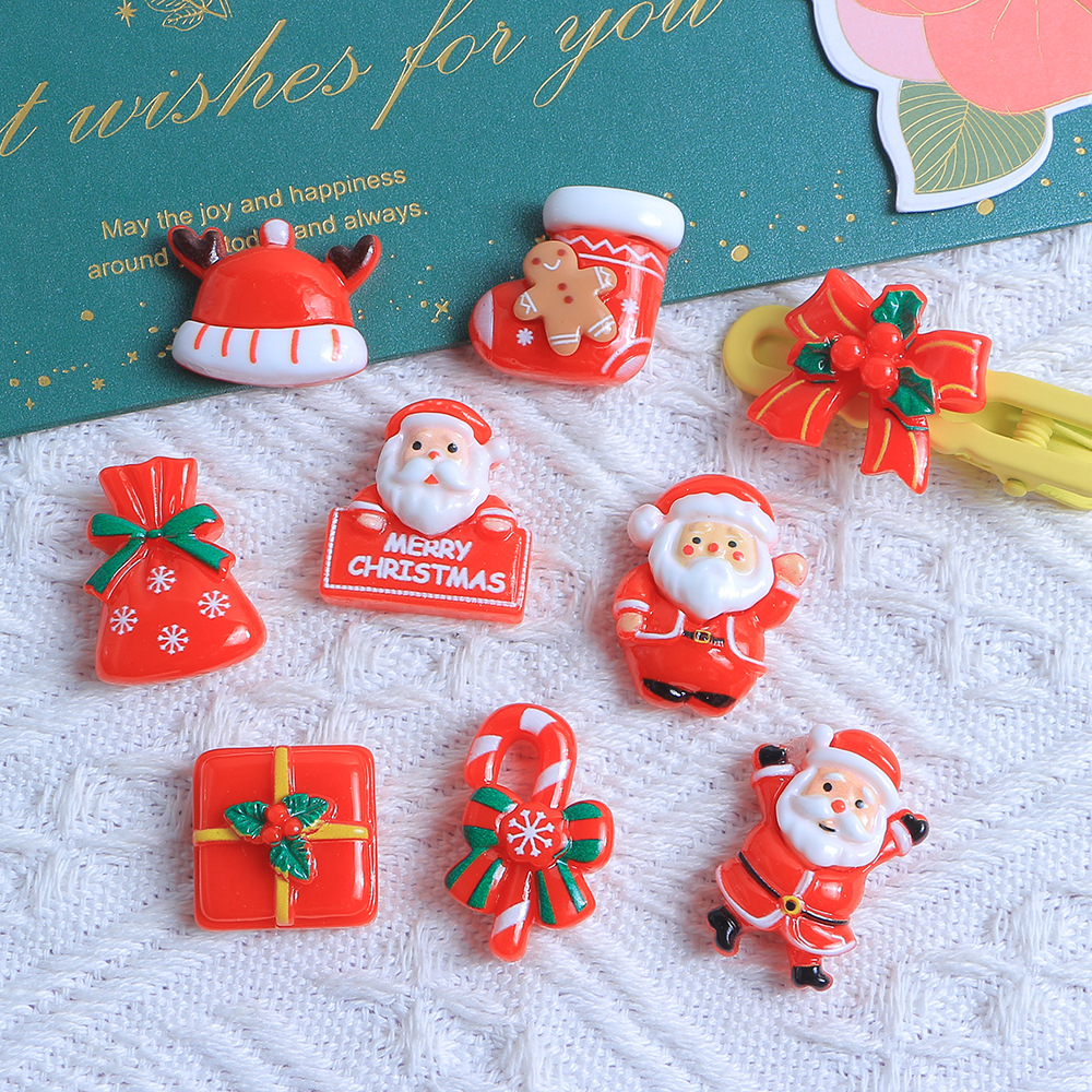 Santa Claus dibujos animados DIY crema pegamento resina accesorios epoxi teléfono caso tocado horquilla hebilla del zapato material de la joyería image 3