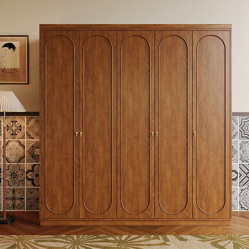 Retro French Wardrobe Solid Wood Cherry Wood Wardrobe Antique Simple Home Bedroom Cabinet Log Furniture
