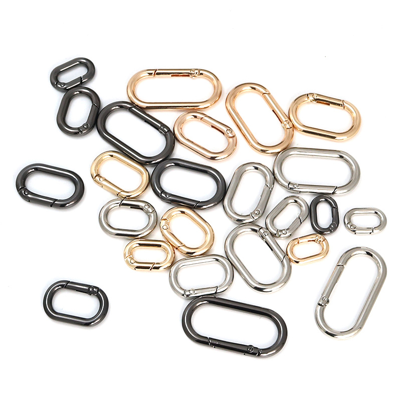 Hardware de equipaje denier anillo de resorte anillo de huevo hebilla accesorios metal anillo abierto aleación de zinc Oval primavera hebilla multi-Especificación
