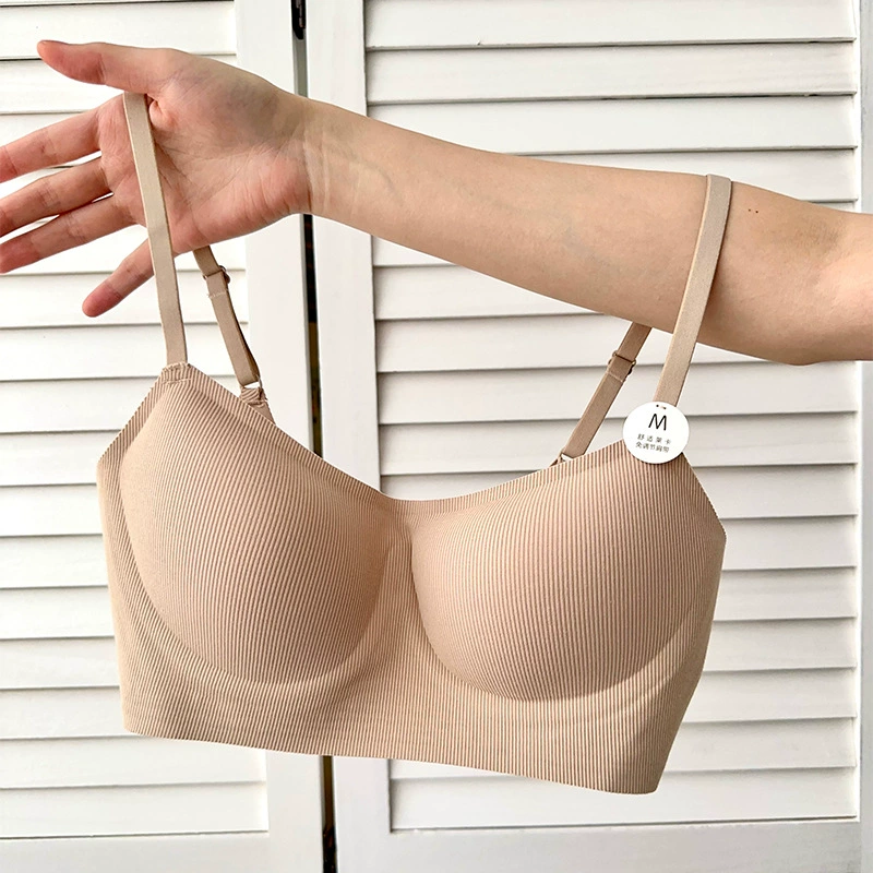 Маленький квадратный воротник с резьбой хлопковое высококачественное нижнее белье большая грудь маленький беспроводной удобный бюстгальтер пуш-ап с защитой от провисания OB038