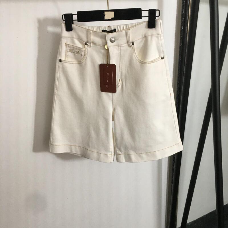 2025 Nanyou high-end foreign trade super good-looking dopamine new embroidered logo letter slim five-point Denim shorts