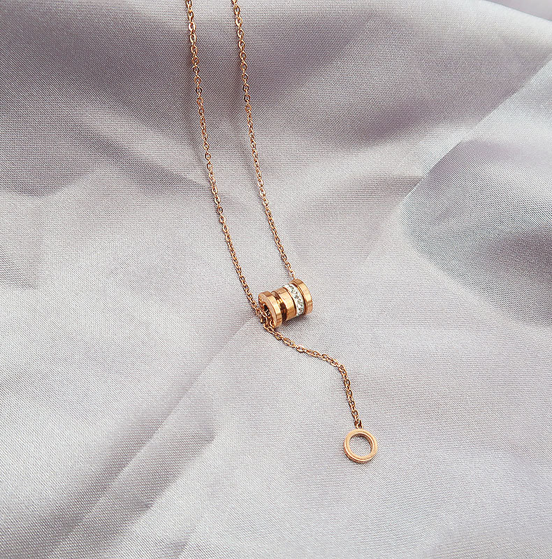 Fashion Geometric Titanium Steel Polishing Zircon Necklace_colorza_4