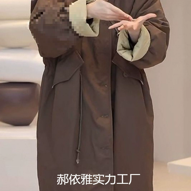 Зимнее утепленное тренчпидор для отдыха, длинная куртка, увеличенная толщина, плюс размер, до середины голени
