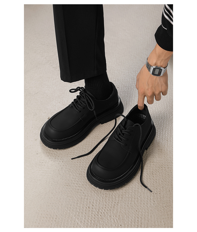 ShoeVault Herren Leder 2025 Neue Business Casual Schwarz Große Zehen Arbeits Frühling Herbst Dicke Sohle Derby Schuhe_voghion.com