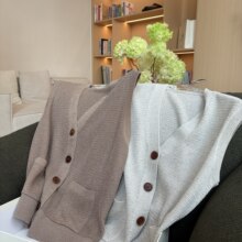 BC老钱风金丝线马甲女 100%亚麻V领无袖针织开衫高端宽松透气外搭