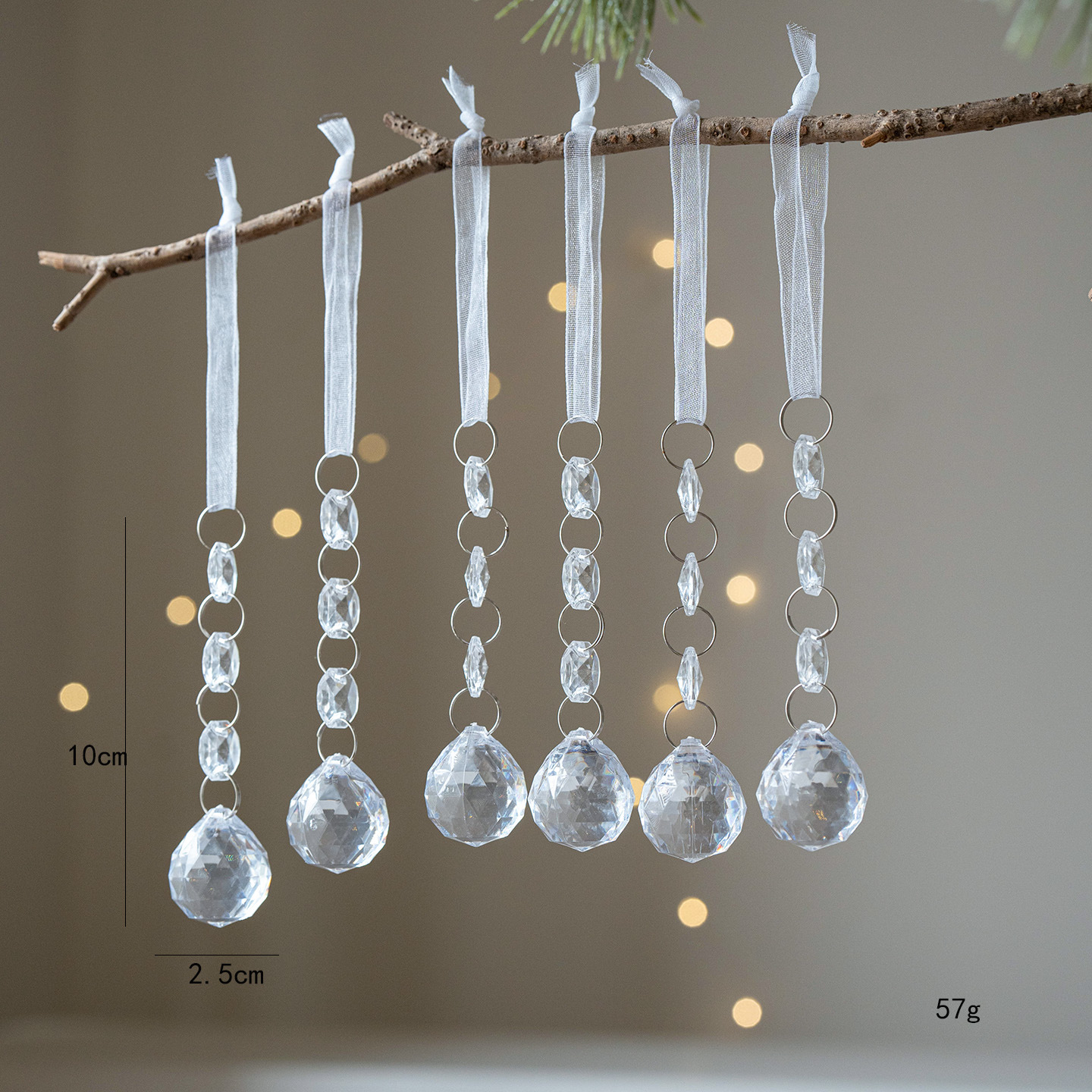 Ins北欧水晶クリスマスツリー装飾ビーズ氷凌水滴雪花ペンダントクリスマス透明雪氷装飾