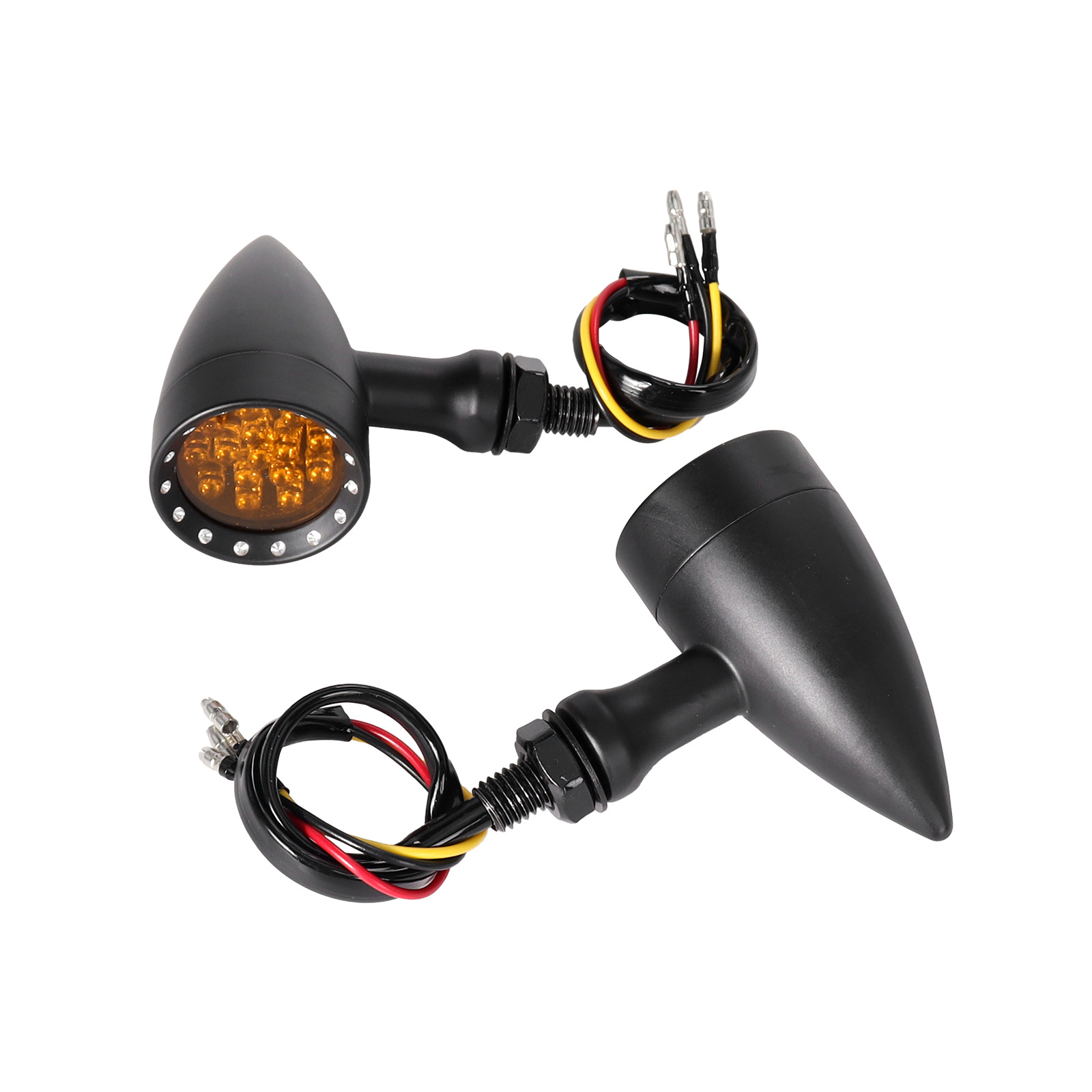 Motorcycle Retro Modified Aluminum Alloy Turn Signal Light Harley Cruiser Led Grid Bullet Turn Light
