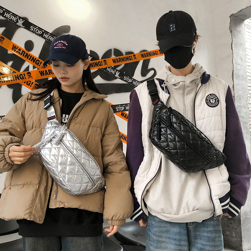 2023 Winter New Women's Waist Bag Large Capacity Cotton-padded Suit Crossbody Bag Fashionable Waist Bag Rhombic Embroidery Line Couple Chest Bag 2023 Winter New Women's Waist Bag Large Capacity Cotton-padded Suit Crossbody Bag Fashionable Waist Bag Rhombic Embroidery Line Couple Chest Bag