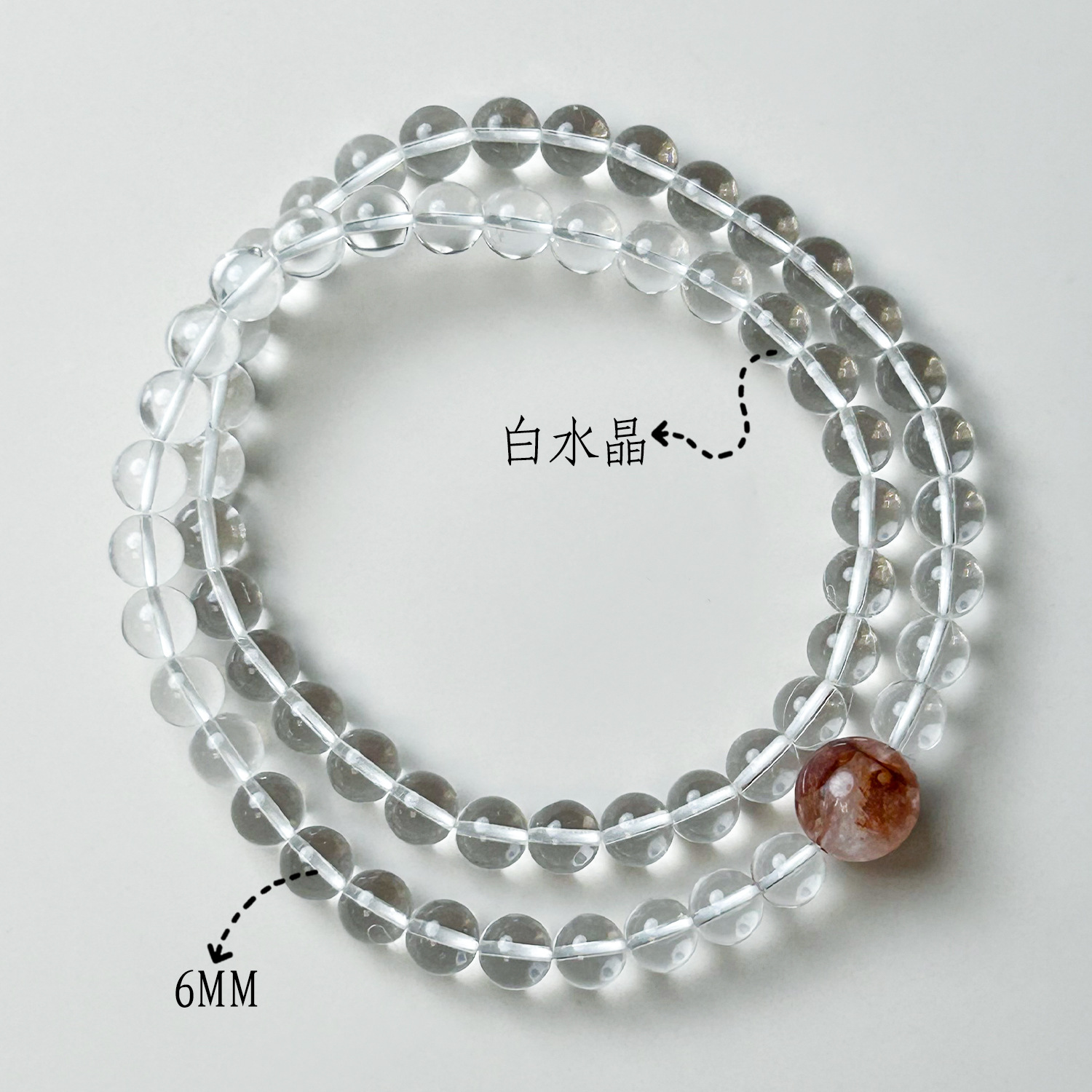 화이트 크리스탈 더블 서클 레드 페퍼 플라워 탑 비즈 (6mm)