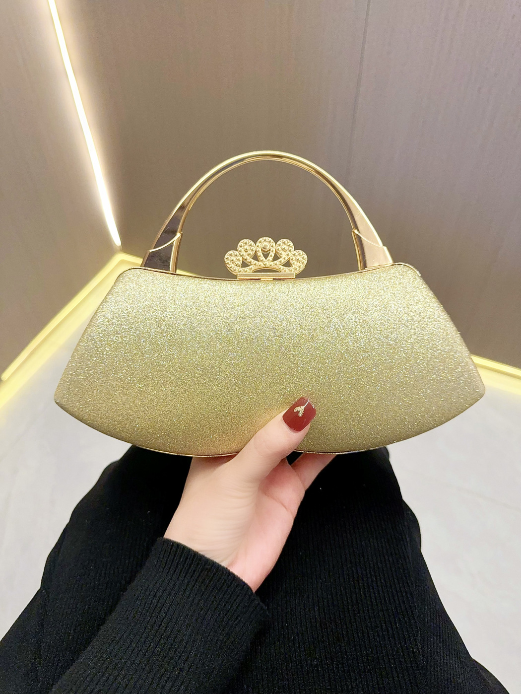 Pearl Inlaid Rhinestone Banquet Handbag For Women Crossbody Bag_voghion.com