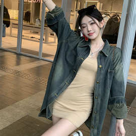 牛仔衬衫女士新款早春季韩版爆款2024年女装休闲长袖衬衣外套上衣