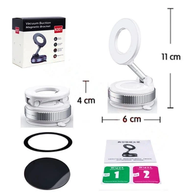 k007 Car Phone Holder Car phone holder - plastic-rod-white-vacuum-suction-k007color-box-packaging