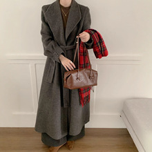 大摆裙双面羊毛呢大衣长款宽松版型加厚东大门宽松保暖绒毛呢外套