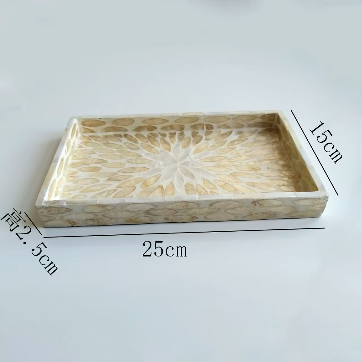 직사각형 풀 쉘 골드 화이트 잎 25*15*2.5cm
