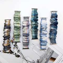Suitable for apple iwatch watch strap cross-border new elastic Korean version JK plaid large intestine hair band apple watch strap